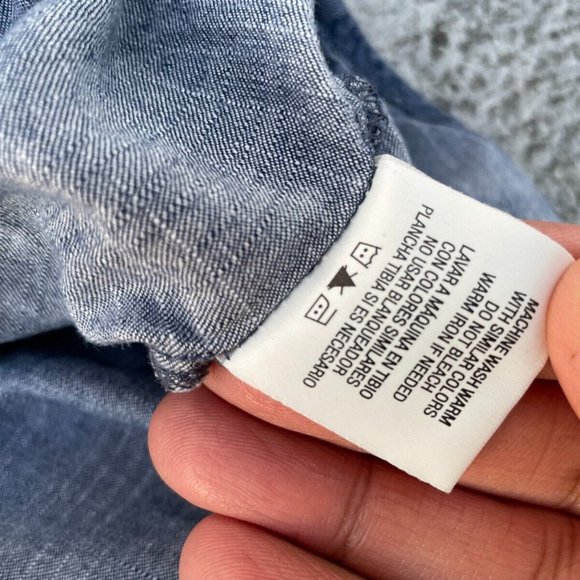 Attention Men Casual Shirt Button Up Blue Denim Long Sleeve Modern Fit Shirt Siz - Picture 9 of 9